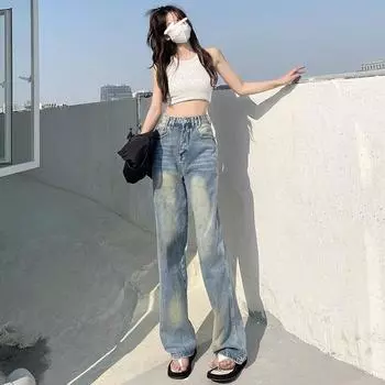 Ретро-шик, весна 2022, женские широкие джинсы с высокой талией, мешковатые женские джинсовые брюки, джинсы для мам, брюки XS синий