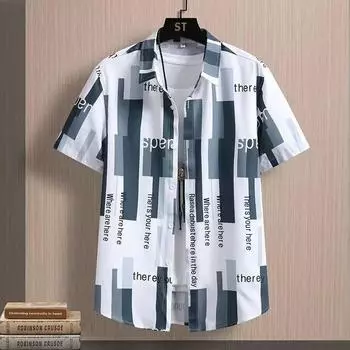 Retro Shirt Men s Summer Clothing, Hong Kong Style Student Loose Niche Design, Interesting New Men s Tops, Wear Outside M белый