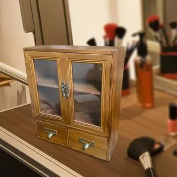 Ретро шкаф для хранения вещей винтажный деревянный органайзер для туалетного столика спальня