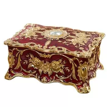 Ретро шкатулка для драгоценностей из сплава, поделки в европейском стиле, креативная высококачественная коробка для хранения колец и ожерелья, подарочный органайзер для ювелирных изделий синий