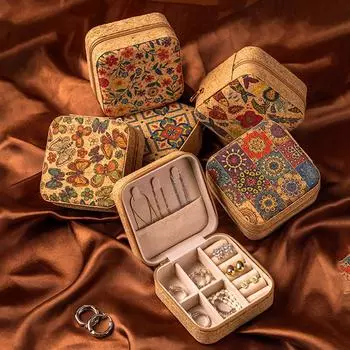 Ретро-шкатулка для украшений для женщин, ожерелье, кольцо, серьги, органайзер, держатель, дорожный портативный квадратный кейс для хранения украшений на молнии