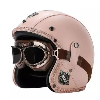 Ретро шлем электрический мотоциклетный кожаный шлем летний педальный круизный мотоцикл Harley мужской и женский шлем три четверти полушлем M