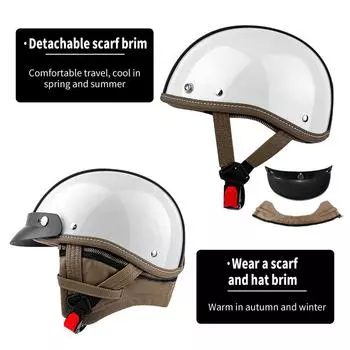 Ретро-шлем для круиза для мужчин и женщин, мотоциклетный полушлем для летней езды на мотоцикле, съемный шарф, подходит для всех сезонов S