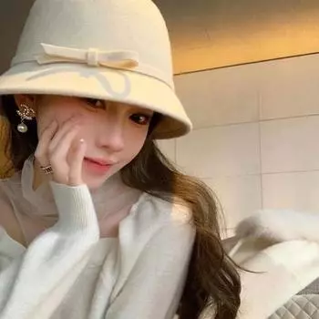 Ретро шляпа рыбака детская осенне-зимняя маленькая ароматная круглая шляпа белый