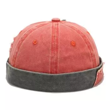 Ретро-шляпа с заплатками и дырками в виде купола из дыни, стираная джинсовая хлопковая шапка без полей, кепка унисекс для моряка-байкера, повседневная шапка с черепом Adult оранжевый