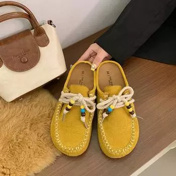 Retro shoes autumn new kangaroo shoes bag head slippers vacation wind travel cool slippers 35