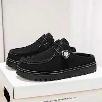 Retro Shoes for Men Comfortable Suede Leather Half Shoes Men Lace-up Flat Casual Shoes Man Footwear zapatos para hombre 39