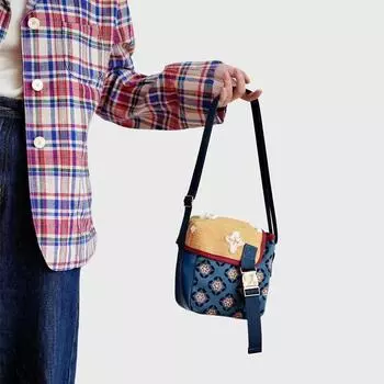 Retro Shoulder Bag Casual Jacquard Small Square Bag Blue