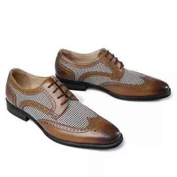 Ретро-швы мужские кожаные туфли новые джинсовые модные броши мужские туфли деловые повседневные кожаные мужские кроссовки люксовый бренд 38 чёрный