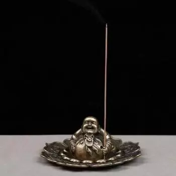 Ретро-сиденье для благовоний в виде Будды Майтреи, курильница для благовоний, поднос для благовоний для помещений, курильница для благовоний бронзовый