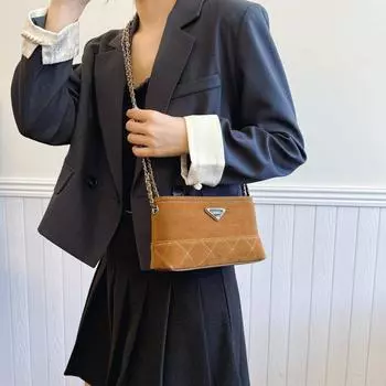 Retro simple bag women s bag 2024 autumn and winter new chain bucket bag fashionable foreign commuter messenger bag чёрный