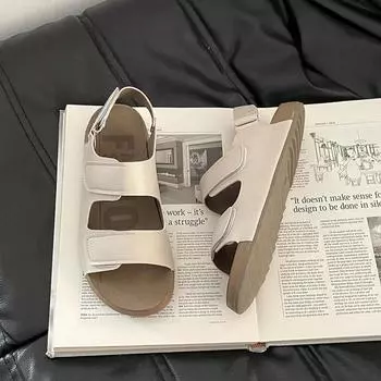 Retro simple casual comfortable versatile flat sandals wear open-toed platform sandals women 35