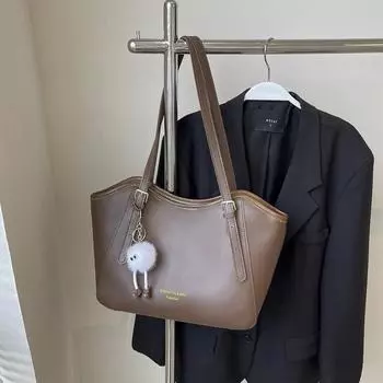 Простая вместительная женская сумка через плечо в стиле ретро, универсальная сумка для работы и поездок на работу, однотонная сумка