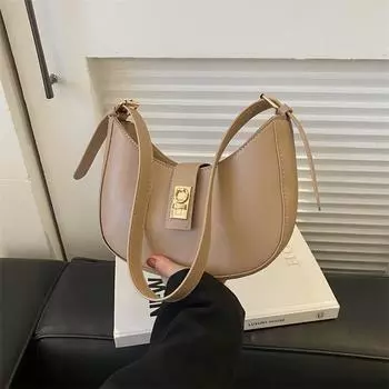 Простая сумка через плечо в стиле ретро 2024 года, новая зимняя сумка для женщин, сумка под мышкой, модная корейская версия, сумка-пельмень, женская сумка чёрный