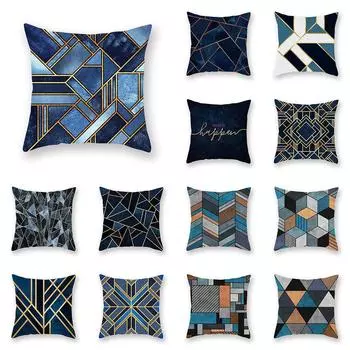 Ретро синий наволочка с принтом и рисунком, наволочка для дома, гостиной, дивана, автомобильного кресла, украшение, подушка, наволочка 40X40CM