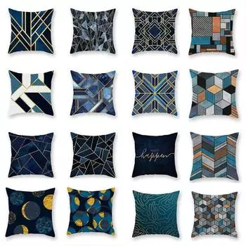 Ретро Синий Простой Принт Наволочка Автомобиль Украшения Офис Гостиная Дом Наволочка 40x40cm