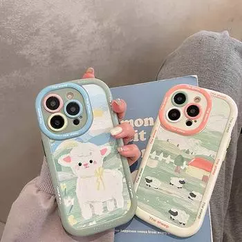 Ретро сладкий весенний цветок куст милые овцы противоударный чехол-бампер для телефона для Iphone 14 11 12 13 Pro Max мягкая задняя крышка чехол For iPhone 12