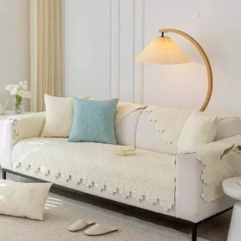 Ретро Sle Хлопковое диванное полотенце на все сезоны Вышивка Противоскользящий подлокотник Подушка для дивана Универсальный Высококачественный диванный коврик Домашний декор 70x70cm 1pc A