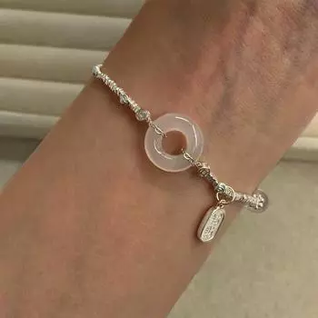 Ретро сломанный серебряный браслет из бисера, модный нишевый кулон fupai, эластичный браслет из веревки для женщин и девочек, подарок на вечеринку