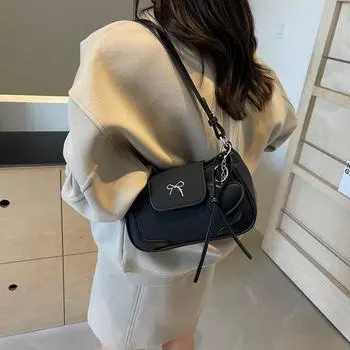 Retro small bag women s 2024 autumn and winter new shoulder armpit bag high-grade texture commuter messenger small square bag чёрный