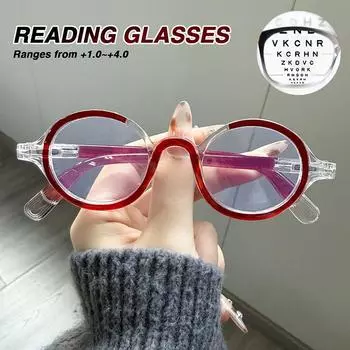 Retro Small Frame Round Reading Glasses Spectacles Women Men Trendy Fashionable Stylish Presbyopic Eyeglasses Male +1.0 to+3.5 +100 красный