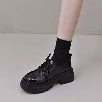 Retro small leather shoes women s summer platform versatile new college style with skirt thick heel Mary Jane single shoes 35