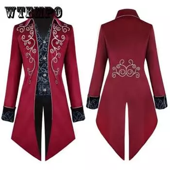 Ретро смокинг костюм V-образный вырез цветочный флокированный халат повседневный тонкий ветровка поддельный 2 шт пальто длинный выше колена для мужчин XXXXXL вино красного