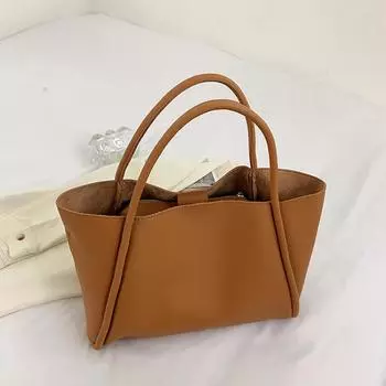 Винтажная сумка-тоут из мягкой кожи Новые однотонные простые сумки для Осень Зима Женские сумки большой вместимости через плечо (30cm<Max Length<50cm)