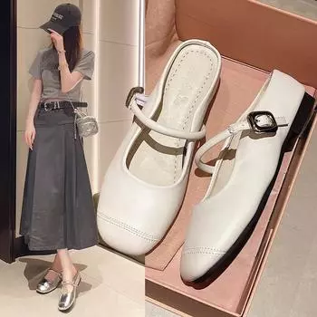 Retro Soft Skin Women 2024 Spring New Temperament Gentle Wind French Flat Comfortable Single Slippers 35 абрикосовый