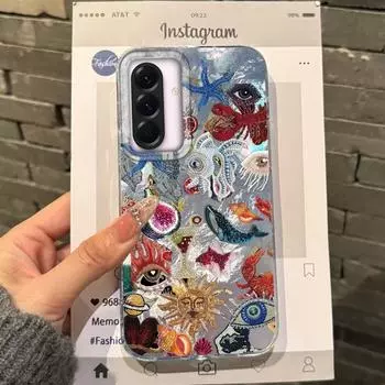 Ретро Солнце Коктейль Фрукты Чехол для Samsung Galaxy A56 A16 A17 A26 A36 A06 A07 A55 A35 A25 A54 S24 S25 Ultra S22 S23 FE Чехол Samsung A25 белый