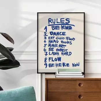 Ретро Современные правила Цитата Модный гостевой чек Подарок Настенное искусство Холст Картина Плакаты с абстрактным принтом для гостиной Комната в общежитии Домашний декор 21x30cm No Framed белый