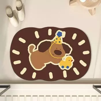Коврик для ванной комнаты с мягкой диатомовой грязью в форме собаки в стиле ретро, нескользящий, впитывающий, быстросохнущий, коврик для двери в душ 30 * 50 cm