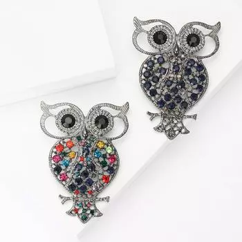 Ретро сплав горный хрусталь полая сова брошь высокого класса изысканная женская одежда корсаж ювелирные изделия булавка