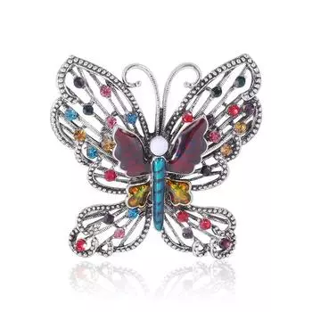 Ретро-сплавная брошь в виде бабочки с полым бриллиантом, высококлассные аксессуары для одежды, булавка для корсажа