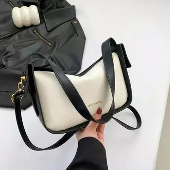 Retro splicing texture shoulder bag women s 2025 spring new foreign style messenger bag temperament small square bag women чёрный