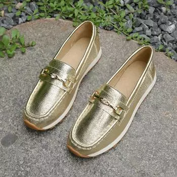 Retro Spring Autumn New Bean Shoes Female Women Round Head Low Heel Knot Chain Casual Footwear Sneakers Mother Shoes Lady Loafer 35