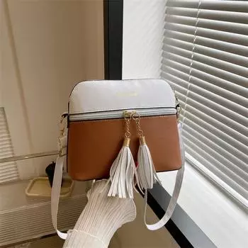 Ретро сращивание модная фактура сумка через плечо 2024 летняя дорожная корейская версия женская сумка для мобильного телефона женская сумка с бахромой розовый