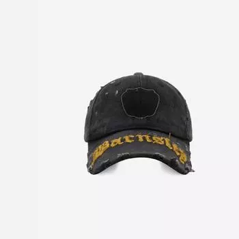 Ретро старая рваная шляпа для мужчин и женщин уличная мода граффити бейсболка кепка с вышитыми буквами M56-58cm чёрный