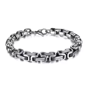 Ретро-старинные титановые стальные ювелирные изделия персонализированный браслет из нержавеющей стали с квадратной цепочкой из жемчуга для мужчин