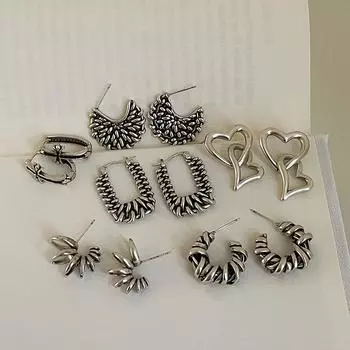 Ретро Старые Геометрические Плетеные Металлические Серьги-гвоздики Женские Холодные Ветер Нишевые Модные Индивидуальные Универсальные Серьги