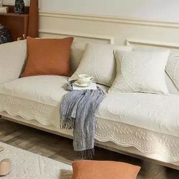 Ретро стеганая вышитая хлопковая диванная подушка на все времена года, тяжелый высококачественный чехол для гостиной с нескользящей тканью 70*70cm