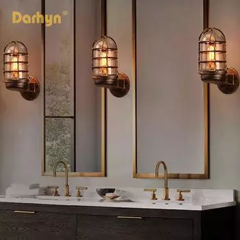 Ретро стеклянный светодиодный настенный светильник, промышленный, наружный, внутренний, водонепроницаемый, настенный, для чердака, прохода, двора, декор, светодиодный светильник, блеск Without bulb