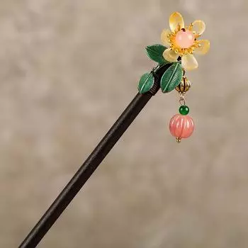 Retro step hairpin, ancient Hanfu fringed headdress, flower hairpin, classical disc hair, wooden hairpin, ethnic style hair accessories
