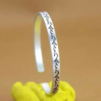 Ретро Стерлингового Серебра S925 Браслет с Цветком Пшеничного Уха для Женщин Скульптура Ручной Работы Мода Этнический Стиль Урожай Счастливый Серебряный Браслет Открытие Adjustable size