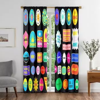 Ретро-стикер Love Abstract Colorful Blackout Window Warning для гостиной, спальни, ванной комнаты, двери кухни, крючки для декора шкафа W50 X H130(CM)X2&Hook