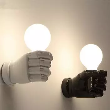 Ретро Стиль Белый Кулак Арт Смола Настенный Светильник для Лофт Кафе Офис Ресторан Бар Клуб Балкон Коридор Left hand