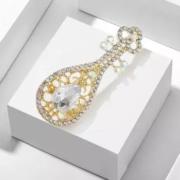 Ретро-стиль брошь пипа ювелирные изделия мода горный хрусталь корсаж большой булавка анти-свет аксессуары женщины