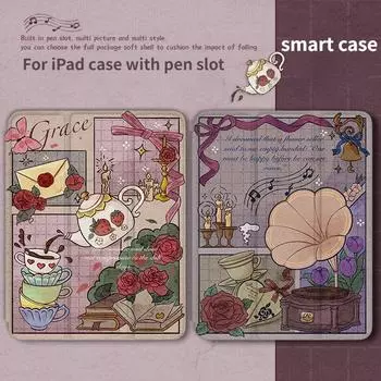 Ретро-стиль для iPad Air5/4 2021 gen9 10,2-дюймовый чехол с пеналом с цветочным мишкой для iPad 10, 6, 7, 8, 9 Air 4/5 Pro 11 10,9 mini6/5/4 iPad 2021 Gen910.2
