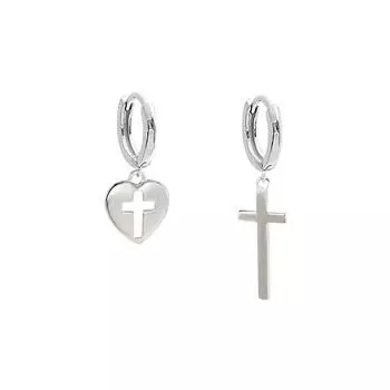 Ретро Стиль Пара Асимметричные Серьги Женская Мода Темперамент Универсальные Крутые Красивые Любовь Крест Серьги-Кольца
