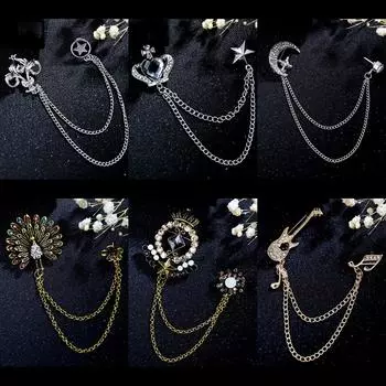 Ретро стиль придворный драгоценный камень брошь Ins Design Sense барокко роскошь легкий роскошный корсаж платье прилив